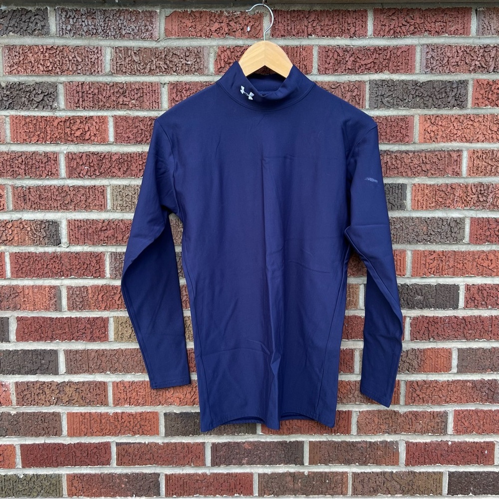 Under Armour Navy Blue Mock Neck Long Sleeve Rash Guard Top